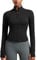 CRZ YOGA Women's Butterluxe Full Zip Running Jacket Pockets Outdoor Sports Cropped Jackets Gym Long Sleeve Top with Thumb Holes Black 6