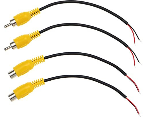 Create Idea 2 Pares de Cables de Audio RCA enchufes/enchufes de Cable RCA a Extremos de Cable Desnudo para Reproductores de Colecci¨®n de Audio Subwoofer 15cm 2 enchufes y 2 enchufes