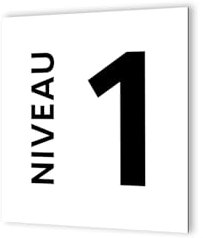 DECOHO - Panneau numéro d'étage - panneau signalétique Dibond blanc - pictogramme noir - 20x20 cm - fixation multiple - Niveau 1
