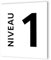 DECOHO - Panneau numéro d'étage - panneau signalétique Dibond blanc - pictogramme noir - 20x20 cm - fixation multiple - Niveau 1