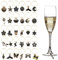 VICDUEKG 31 colgantes de copa de vino, cristal, identificadores de bebidas, marca de cristal, temática de playa, marcadores de bebidas, decoración de fiesta para fiestas, champán, Acero aleado