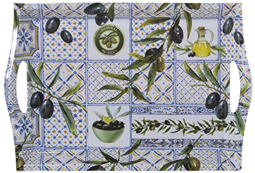 DRW Grand Plateau rectangulaire en mélamine avec poignées et Olives 5 x 31 x 44 cm