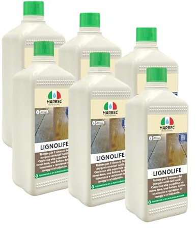 MARBEC LIGNOLIFE 1LTX6PZ Finitore di recupero per parquet verniciato lucido usurato e opacizzato. Ridona al legno una nuova lucentezza e colore, resistenza ai lavaggi e al calpestio.