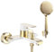Rea GRIFO DE BAÑERA BLOOM WHITE GOLD Mezclador de bañera con ducha de latón para baño frío y caliente ajustable (dorado/blanco)