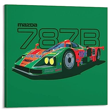 JONZA Vintage-Rennauto-Poster für Mazda 787B Supercar, dekoratives Gemälde, Leinwand, Wand- und Kunstbild, Familien-Schlafzimmer, Dekoration, 70 x 70 cm
