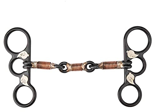 Western all Purpose Ring Horse Snaffle Acciaio Inossidabile Rullo di Rame Bocca Snodata Bocca Filettata Bocca Avvolta, Morso da Masticazione per Cavalli Filo di Rame Avvolto Mese