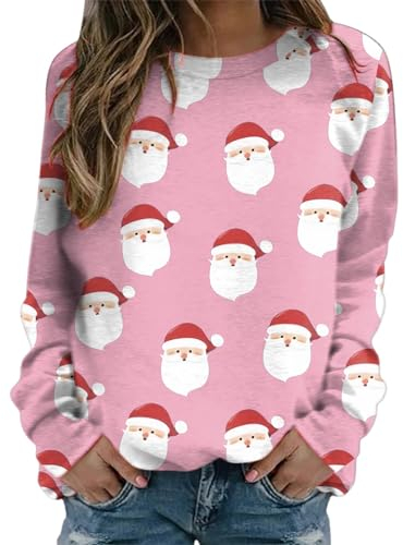 Sweatshirt Weihnachten Damen Weihnachtspullover Wichtel Zwerg Gnom Weihnachtspulli Christmas Pullover Sweatshirts Weihnachts Langarmshirt Bluse OberteileA005