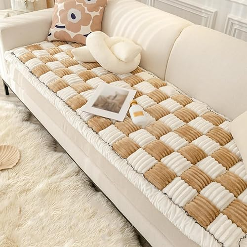 Generisch Funny Fuzzy Couch Cover, Garden Chic Baumwoll-Couchbezug, rutschfest und Verschleißfest Sofabezug, Kratzfest Möbelschutz, Large Plaid Square Pet Mat Bed