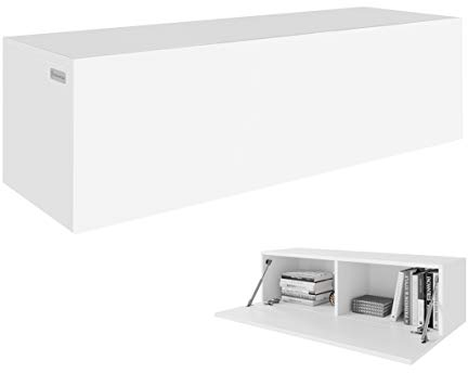 PLATAN ROOM Wandregal 105 cm breit hängende Nachtkommode Wandboard Nachttisch 2er Set Schweberegal Hängeregal Matt oder Hochglanz (1 Stück, Weiß Matt)