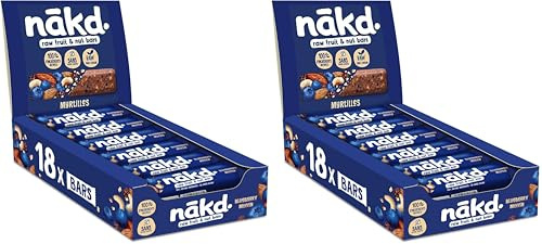 Nakd Blueberry Muffin Natural Fruit & Nut Bars - Vegan - Healthy Snack - Gluten Free - 35g x 18 bars (Pack of 2)