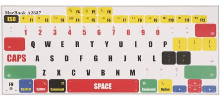kwmobile QWERTY US English Keyboard Stickers Compatible with Apple MacBook Air 13 M1 (A2337) Keyboard Stickers - Multicolor