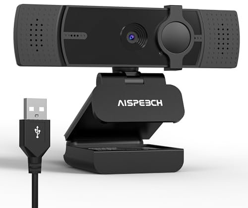 AISPEECH Cámara web UVC 20 4K con 2 micrófonos de reducción de ruido, enfoque automático, corrección de luz automática, FOV de 65°, cámara web plug-play con cubierta de privacidad para transmisión,