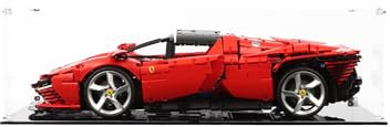 icuanuty Acryl Vitrine für Lego 42143 Technic Ferrari Daytona SP3, 1:8 Modellauto-Bausatz, Organisation Vitrine für Lego Modell 76139/42156/42083/42096/42056/42115/42143/42125/42172, Größe:63x30x17cm