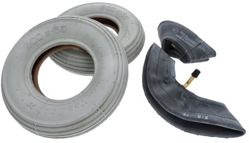 UK-Motors 2X Reifen Luftreifen für Rollstuhl 200 x 50 VRB013 8x2 90/30 4PR Satz Rollstuhlreifen + Schläuche