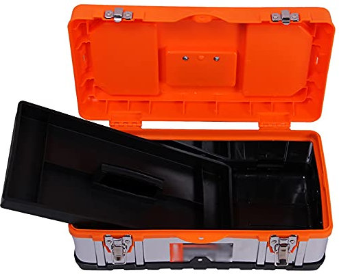 Werkzeug Kiste Tragbarer Werkzeugkasten, abschließbarer Schrank, Hardware-Aufbewahrungsbox, Edelstahl-Organizer mit abnehmbarem Tablettgriff for die Garage zu Hause Tool Box (Size : M)