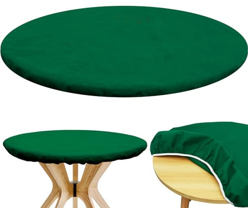 Felt Card Table Cover 36.2 Inch Round Tablecloth - Poker Table Protector Fit 36-48 Inch Tables - Elastic, Foldable Mat Topper for Table Games