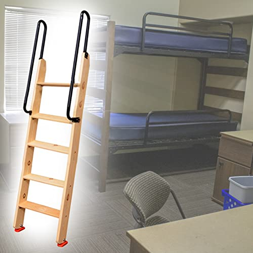 Etagenbettleiter, Etagenbettleiter mit Armlehne und rutschfestem Fuß, robuste Sicherheits-Stufenleiter aus Holz, 124,9 cm/149,9 cm Höhe, Ersatzleiter für Wohnmobil-Loft-Schlafzimmer (Größe: