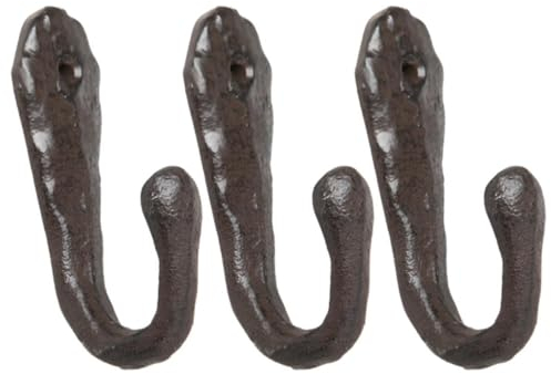 Novaliv 3x Gusseiserne Wandhaken 10x3x5 cm einfache Montage stabil sicher ideal für Wand-Dekoration Garderobe Vintage Stil robust langlebig und elegant Dekoration Haken Kleiderhaken
