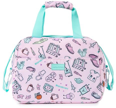 Nurse is Love Bolsa Termica Porta Alimentos con Patrones de Enfermera, Bolsa Comida Trabajo, Nevera Portatil, Loncheras de Trabajo con Divisiones ajusta con Tartera, Fiambreras para Enfermeras