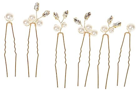 MUSISALY Haarnadel mit Hochzeitsperlen 6-teiliges Goldenes Haarnadelset für Bräute U-förmige Perlen Haarnadeln Zubehör für Bräute Kopfbedeckung für Frauen