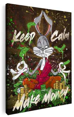 Artmazing | Bugs Money Guru Bild Modern | XXL-Leinwand für Wohnzimmer | Bunte Wanddekoration | S-Art Poster