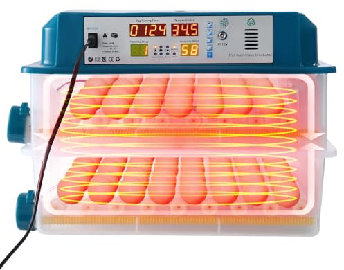 120 Eier Brutmaschine brutautomat vollautomatisch mit automatischem eierwender brutkasten hühner inkubator Eierbrutmaschine automatischer Überwachung Eiablage Hühnereier 5 Inkubationsmodi