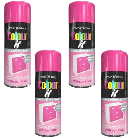 PEBBLE HUG Perfect Pink Gloss Spray, Quick-Drying Formula, Long-Lasting Shine, Ideal for Craft Projects, DIY Home Décor, Including Wood, Metal, Glass, and Plastic, 250ml, (4 Pcs)
