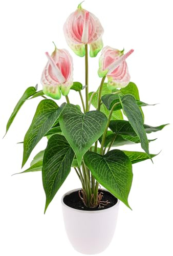 Folmywy Künstliche Anthurie Pflanze Rosa 38 cm Kunstliche Anthurium