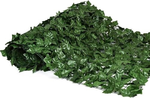 Künstliche Blätter Hecke Paneele Hecke Wand Paneel Künstliche Efeublatt-Heckenrolle 3 * 1 m, dekorativer Sichtschutzzaun, grüne Wandpaneele, Gartenbalkon-Landschaftszaun(A)