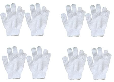 ibasenice 8pcs Boy Girl's Bathing Gloves Set Colorful Five-Finger Shower Scrub Mitts for Boy Girl Soft Exfoliating Washcloths White for Gentle Body Cleansing and Bubble Baths