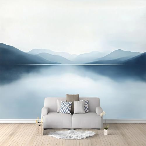 Papier Peint Panoramique Paysage De Lac De Montagne 400x280 cm Papier Peint Intissé Mural, Poster Geant Mural 3D, pour Salon Chambre d'enfants restaurant Décoration Murale