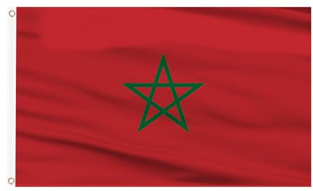AhfuLife Bandera de Marruecos de 150cm x 90 cm, 1 Pieza de Banderas Marroquíes de Colores Brillantes con Ojales de Latón, Bandera Decorativa de Marruecos para 2025 Fútbol Mundial Olímpico Día
