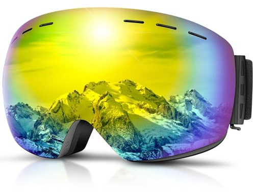 DADA-PRO Skibrille Herren Damen Ski Brille 100% UV Schutz Anti Fog Helmkompatibel Rahmenlose Skibrille für Brillenträger OTG Ski Goggles Snowboard Brill