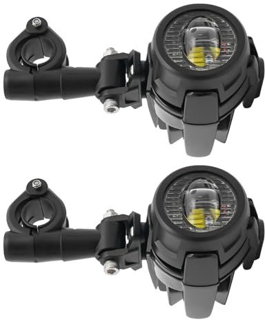 CHIMHOON 2x LED Zusatznebelscheinwerfer, Motorrad Scheinwerfer Lauflicht, LED-Nebelscheinwerfer + Schutzgitter Kabelbaum, Motorrad Nebelleuchte, Fernlicht, Für BMW 40w ADV