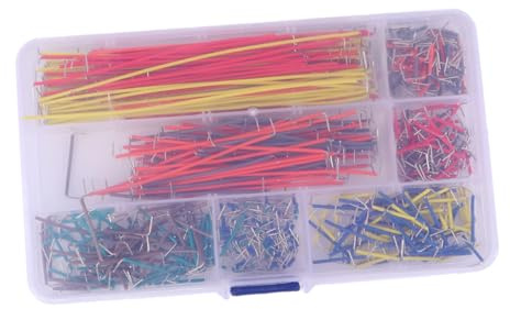 Housoutil 540PCS Breadboard Jumper Wire Kit with Preformed Right-angled Leads Assorted Lengths Awg Gauge Wire for Prototyping Circuits LED Strips and Test Connections Transparent Storage Box