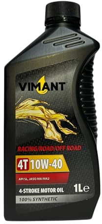 VIMANT Olio Motore 4T 10W-40, 1 Litro, 100% Sintetico, JASO MA/MA2, Per Motori a 4 Tempi, Moto e Scooter