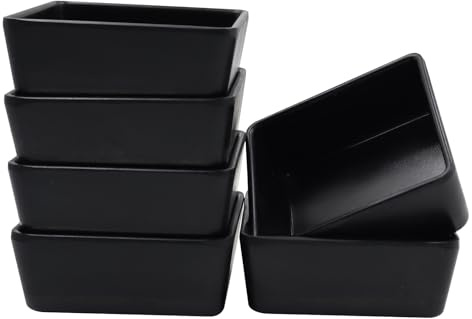 POPAPIE 6 Stück Dipschalen Schwarz,Quadratische Saucenschälchen Stapelbar | Sojasauce Schalchen,Dipschalen Set Gewürzschalen für Soße Dipping Gewürzen Früchten Snack (9.2x9.2x3.9cm)