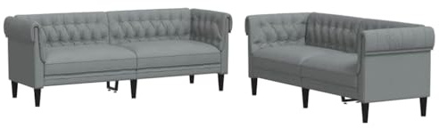 Foknhdi 3er+2er+1er Sofa Set Hellgrau Stoff Modernes Ecksofa mit Schaumstoff für Wohnzimmer Büro Balkon 201,5 x 74,5 x 74,5 cm Robust & Langlebig für kleine Räume