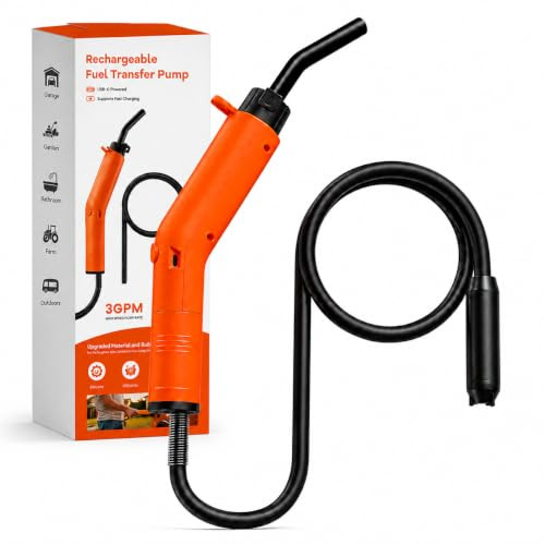 USB-C Rechargeable Fuel Transfer Pump 3GPM (12L/min) Electric Siphon Pump for Petrol Diesel Water, Portable Gas Can Pump with 40in Reinforced Hose, Leak-Resistant Design for Car, RV, Boat & Outdoor UK