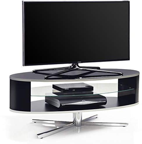 MDA Designs Orbit 1100BB Gloss Black TV Stand with Gloss Black Elliptic Sides for Flat Screen TVs up to 55