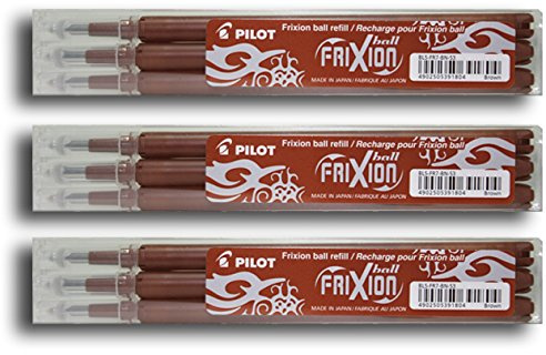 Pilot Frixion Tintenroller-Ersatzminen radierbar (9er Set, braun)
