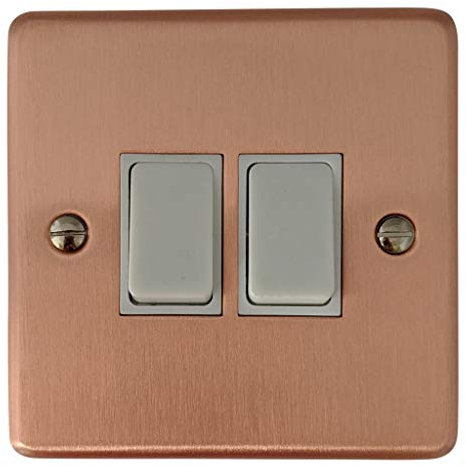 Rose Gold Light Switch (2 Gang/White Switch) - CRG2W