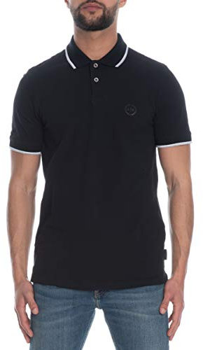 Armani Exchange Men's Double Stripe Polo Shirt, Black, L UK