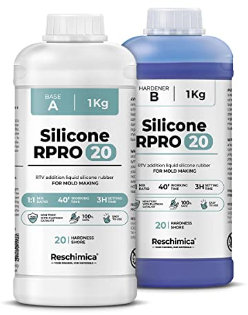 Reschimica Flüssiges Silikon Kautschuk, Abformsilikon weich 1:1 R PRO 20, dubliersilikon, abdruckmasse, Mischungsverhältnis Silikon für Silikonformen, Harzformen, Kerzenformen (2 kg)