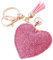 Soleebee Glitzer-Schlüsselanhänger, Premium-SS6, Kristall-Quaste, Schlüsselanhänger, Ledertaschen-Anhänger für Damen und Mädchen, Liebesherz, Hot Pink, One Size