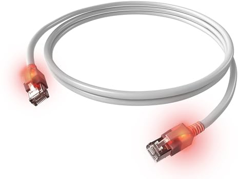 EasyLan DualBoot LED Patchkabel RJ45 S/FTP Kat.6A (Class EA), mit saCon Stecker, LSOH, weiß, 10 m