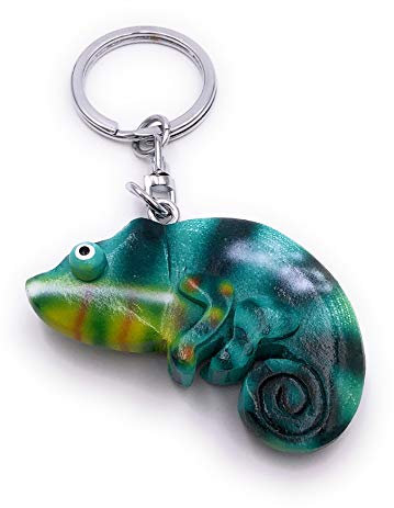 H-Customs Camelion Tarntier Tarnfarben Holz Edel Handmade Schlüsselanhänger Anhänger