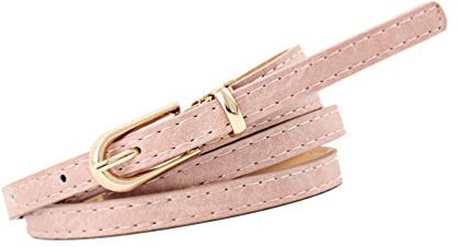 NUREINSS Damen Gürtel Kunstleder Gürtel für Jeans Kleid 1cm-Breite Rosa