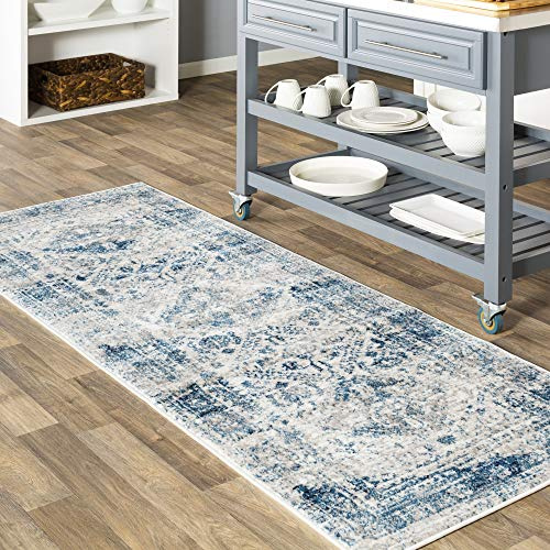 Livabliss Neelam Yes Vintage Runner, Hallway, Boho – 80x220 cm, Blue & Grey