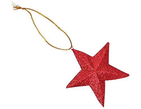 kadoh Weihnachtsdeko Stern 8 cm Glitzer (rot) Christbaumschmuck Geschenkanhänger Holzstern Anhänger Deko Weihnachten Advent Winter xmas christmas
